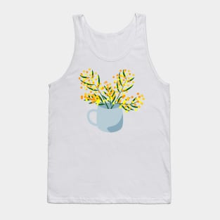 Mug and flower bouquet made of mimosa branches Tank Top